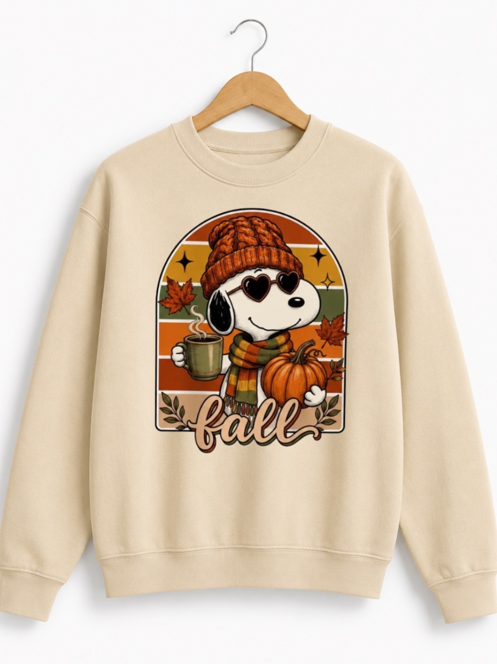 Sand Sweatshirt with Autumn Graphic